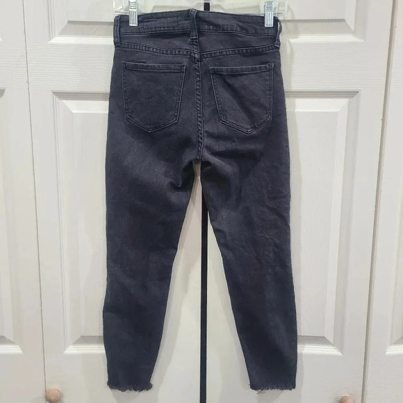 Pistola‎ Size 25 Women's Button Fly Raw Hem Ankle Crop Skinny Jeans Washed Black - Picture 2 of 7